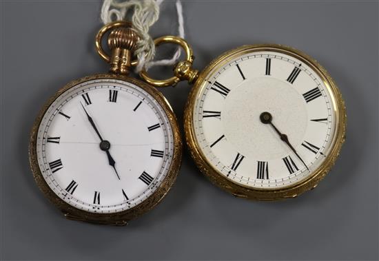 A 9ct gold fob watch and a ladys18k dress pocket watch.